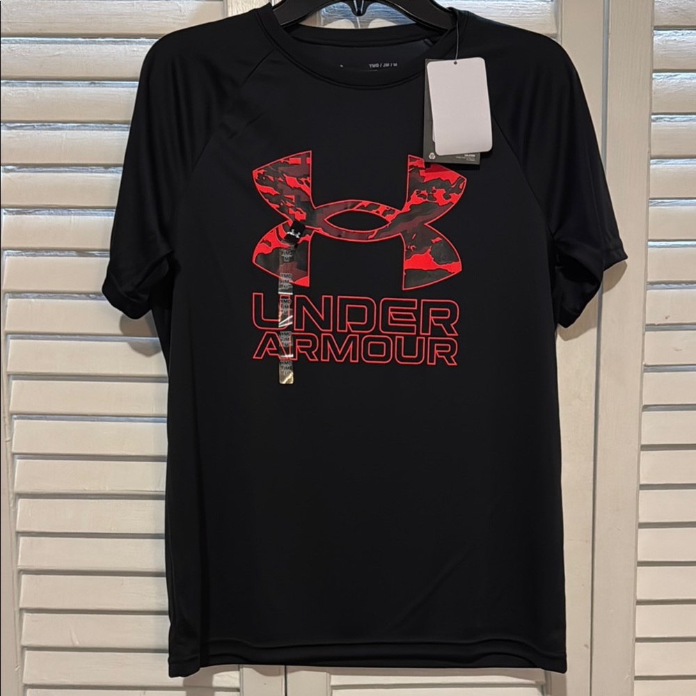 Under Armour Black Tee with Red Logo New With Tags.
